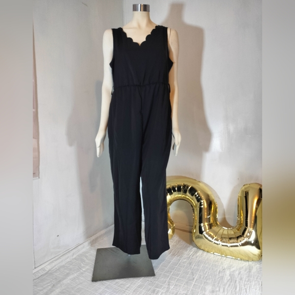 BloomChic Pants - BloomChic Black Scalloped Jumpsuit